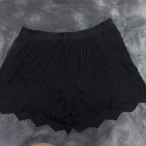 Black embroidered lace shorts